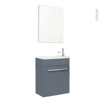 Meuble lave-mains - FUJI Bleu gris - Avec miroir et robinet - L44 x P26 x H55,4 cm