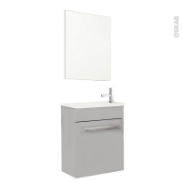 Meuble lave-mains - FUJI Taupe - Avec miroir et robinet - L44 x P26 x H55,4 cm