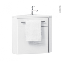 Meuble lave-mains d'angle - FUJI Blanc - Avec robinet - L44 x P40 x H55,4 cm
