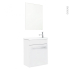 #Meuble lave-mains FUJI Blanc <br />Avec miroir et robinet, L44 x P26 x H55,4 cm 
