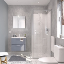 Ensemble salle de bains - Meuble MILO Gris - Plan vasque céramique - Miroir - éclairage - Robinet Chromé - L61,5 x P46 x H56,5 cm