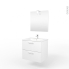 #Ensemble salle de bains - Meuble MILO Blanc - Plan vasque céramique - Miroir - éclairage - Robinet Chromé - L61,5 x P46 x H56,5 cm