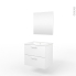 #Ensemble salle de bains - Meuble MILO Blanc - Plan vasque céramique - Miroir - L61,5 x P46 x H56,5 cm