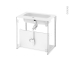 #Meuble de salle de bains - Plan vasque REZO - IPOMA Blanc brillant - 1 porte - Côtés décors - L60,5 x H58,5 x P40,5 cm