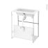 #Meuble de salle de bains - Plan vasque REZO - IPOMA Blanc mat - 2 tiroirs - Côtés décors - L60,5 x H71,5 x P40,5 cm