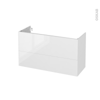 Meuble de salle de bains - Sous vasque - BORA Blanc - 2 tiroirs - Côtés décors - L100 x H57 x P40 cm