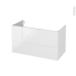 #Meuble de salle de bains Sous vasque <br />BORA Blanc, 2 tiroirs, Côtés décors, L100 x H57 x P50 cm 