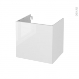 Meuble de salle de bains - Sous vasque - BORA Blanc - 1 porte - Côtés décors - L60 x H57 x P50 cm