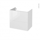 Meuble de salle de bains - Sous vasque - BORA Blanc - 2 tiroirs - Côtés décors - L60 x H57 x P40 cm