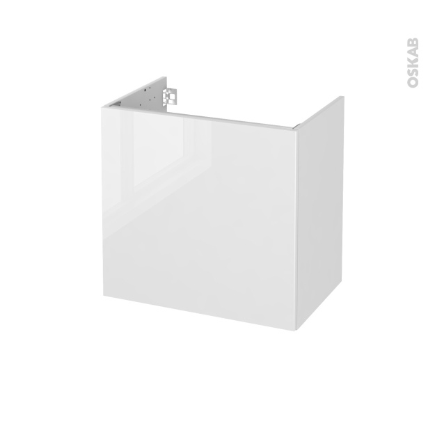 Meuble de salle de bains Sous vasque <br />BORA Blanc, 1 porte, Côtés décors, L60 x H57 x P40 cm 