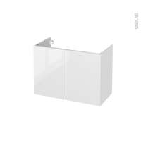 Meuble de salle de bains - Sous vasque - BORA Blanc - 2 portes - Côtés décors - L80 x H57 x P40 cm