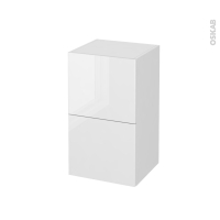 Meuble de salle de bains - Rangement bas - BORA Blanc - 2 tiroirs 1 tiroir à l'anglaise - L40 x H70 x P37 cm