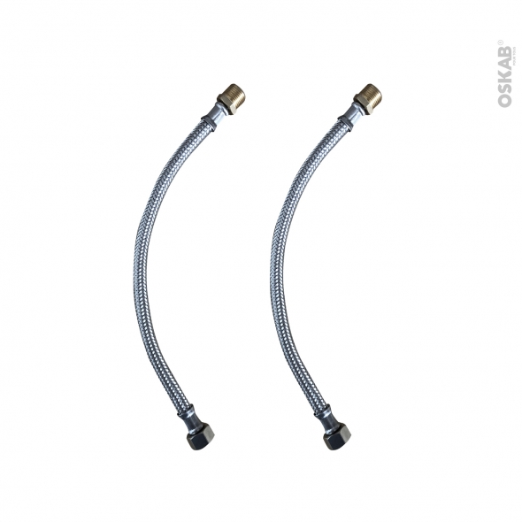 Xcel Home™ – Lot de 2 tuyaux de raccordement flexibles BSP M10 x 1/2 (400  mm de long) pour évier / mitigeur de robinet monobloc