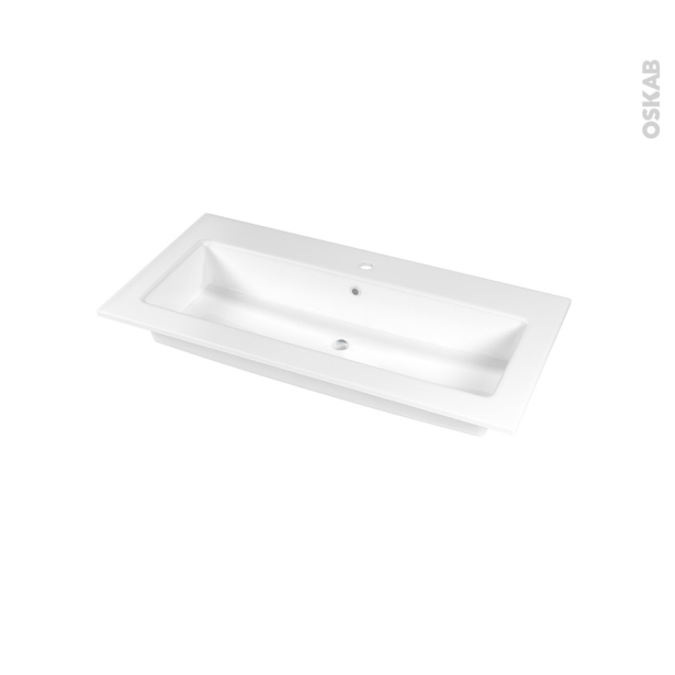 Plan vasque NAJA <br />Céramique blanche, Pour salle de bains, L100,5 x P50,5 cm 