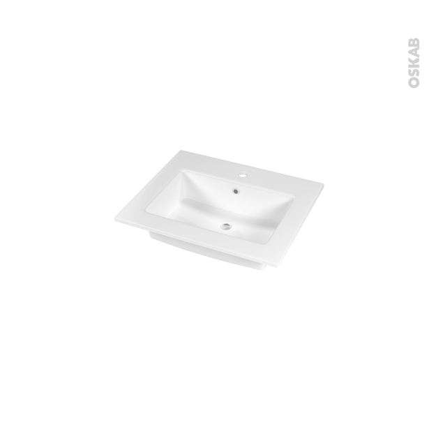 Plan vasque NAJA <br />Céramique blanche, Pour salle de bains, L60,5 x P50,5 cm 