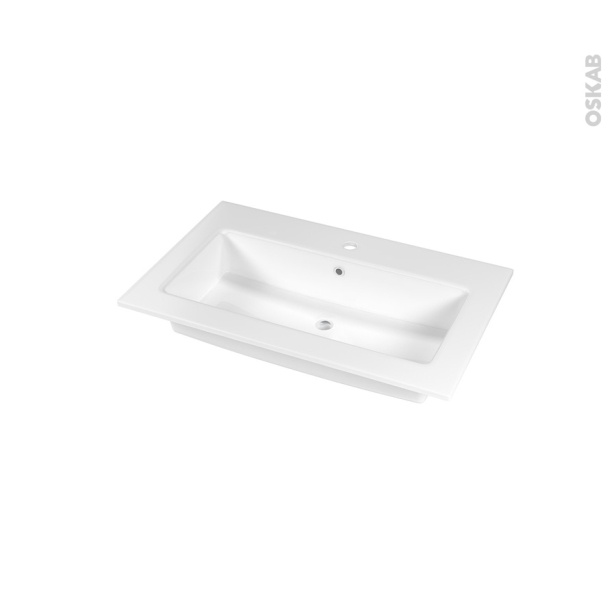 Plan vasque NAJA <br />Céramique blanche, Pour salle de bains, L80,5 x P50,5 cm 