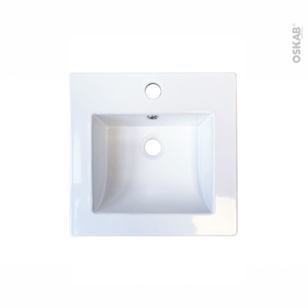 Plan vasque ODON <br />Céramique blanche, Pour salle de bains, L41,6 x P41,6 cm 