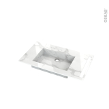 Plan vasque - COMPACT - Décor Marbre blanc N° 308CT - Pour salle de bains - L86,5 x P50,5 x Ep1,2 cm - Avec porte serviette à droite
