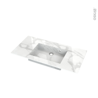 Plan vasque - COMPACT - Décor Marbre blanc N° 308CT - Pour salle de bains - L100,5 x P50,5 x Ep1,2 cm