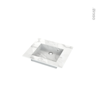 Plan vasque - COMPACT - Décor Marbre blanc N° 308CT - Pour salle de bains - L60,5 x P50,5 x Ep1,2 cm