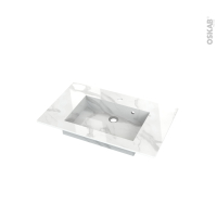 Plan vasque - COMPACT - Décor Marbre blanc N° 308CT - Pour salle de bains - L80,5 x P50,5 x Ep1,2 cm