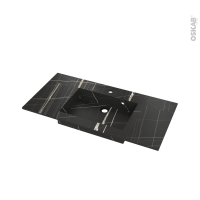 Plan vasque - COMPACT - Décor Marbre noir graphique N° 315CT - Pour salle de bains - L100,5 x P50,5 x Ep1,2 cm