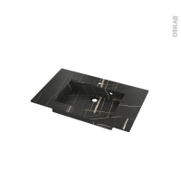 Plan vasque - COMPACT - Décor Marbre noir graphique N° 315CT - Pour salle de bains - L80,5 x P50,5 x Ep1,2 cm