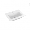 Plan vasque - REZO - Résine blanche - Pour salle de bains - L60,5 x P50,5 cm