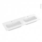 Plan double vasque - REZO - Résine blanche - Pour salle de bains - L120,5 x P40,5 cm