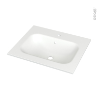Plan vasque - NEMA - Résine blanche brillante - Pour salle de bains - L60,5 x P50,6 cm