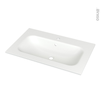 Plan vasque - NEMA - Résine blanche brillante - Pour salle de bains - L80,5 x P50,6 cm