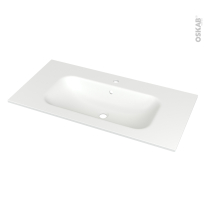 Plan vasque - NEMA - Résine blanche brillante - Pour salle de bains - L100,5 x P50,6 cm
