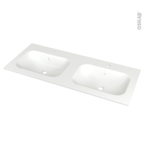 Plan vasque - NEMA - Résine blanche brillante - Pour salle de bains - L120,5 x P50,6 cm