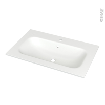 Plan vasque - NEMA - Résine blanche brillante - Pour salle de bains - L80,5 x P50,6 cm