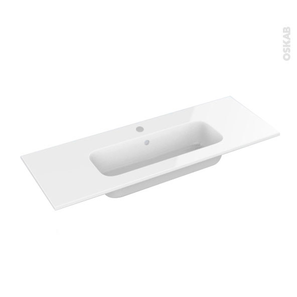 Plan vasque REZO <br />Résine blanche, Pour salle de bains, L100,5 x P40,5 cm 