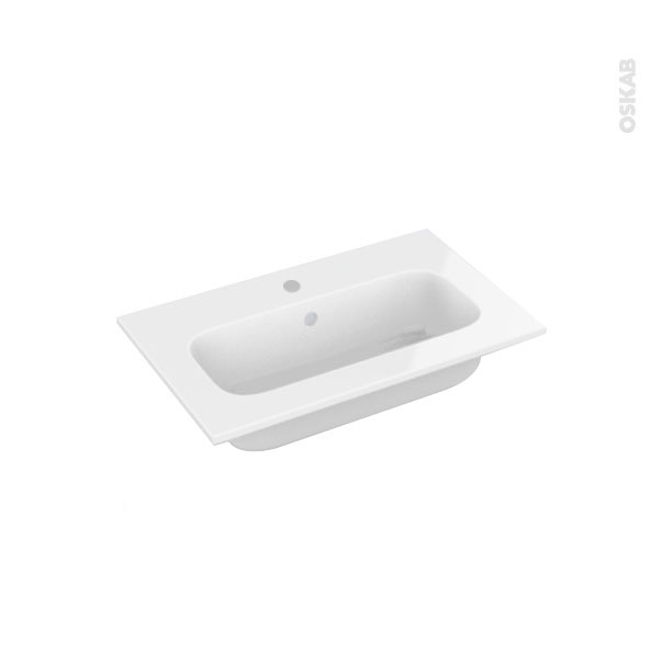 Plan vasque REZO <br />Résine blanche, Pour salle de bains, L60,5 x P40,5 cm 