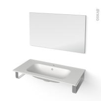 Pack salle de bains PMR - Plan vasque en résine NEMA - Miroir lumineux - L100.5 x P50,6 cm