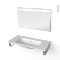 Pack salle de bains PMR - Plan vasque en résine NEMA - Miroir - L100.5 x P50,6 cm