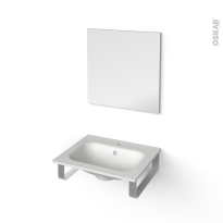 Pack salle de bains PMR - Plan vasque en résine NEMA - Miroir lumineux - L60.5 x P50,6 cm