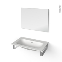 Pack salle de bains PMR - Plan vasque en résine NEMA - Miroir lumineux - L80.5 x P50,6 cm