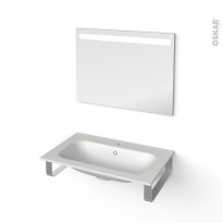 Pack salle de bains PMR - Plan vasque en résine NEMA - Miroir - L80.5 x P50,6 cm