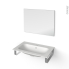 #Pack salle de bains PMR Plan vasque en résine NEMA <br />Miroir lumineux, L80.5 x P50,6 cm 