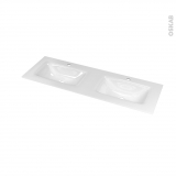Plan double vasque - VALA - Verre blanc - Pour salle de bains - L120,5 x P40,5 cm