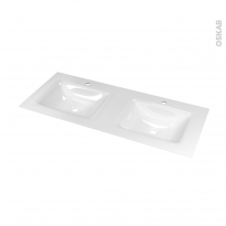 Plan double vasque - VALA - Verre blanc - Pour salle de bains - L120,5 x P50,5 cm