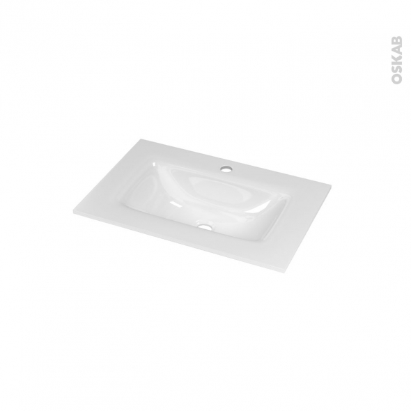 Plan vasque - VALA - Verre blanc - Pour salle de bains - L60,5 x P40,5 cm