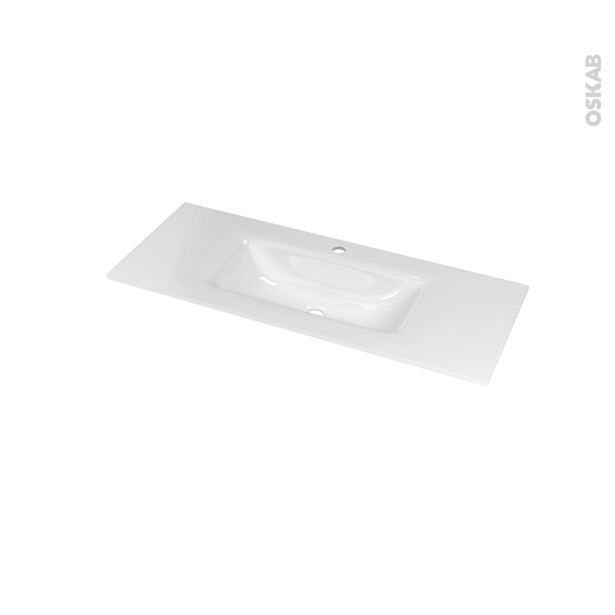Plan vasque VALA <br />Verre blanc, Pour salle de bains, L100,5 x P40,5 cm 