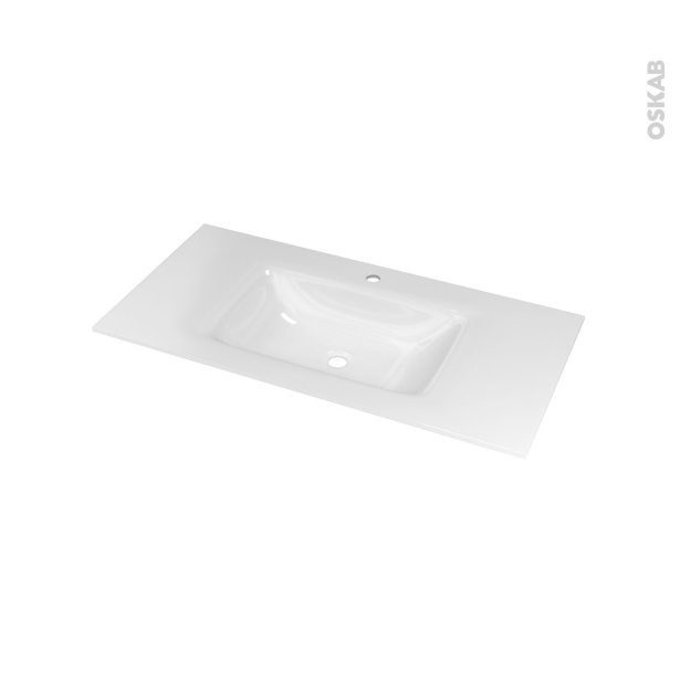 Plan vasque VALA <br />Verre blanc, Pour salle de bains, L100,5 x P50,5 cm 