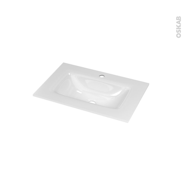Plan vasque VALA <br />Verre blanc, Pour salle de bains, L60,5 x P40,5 cm 