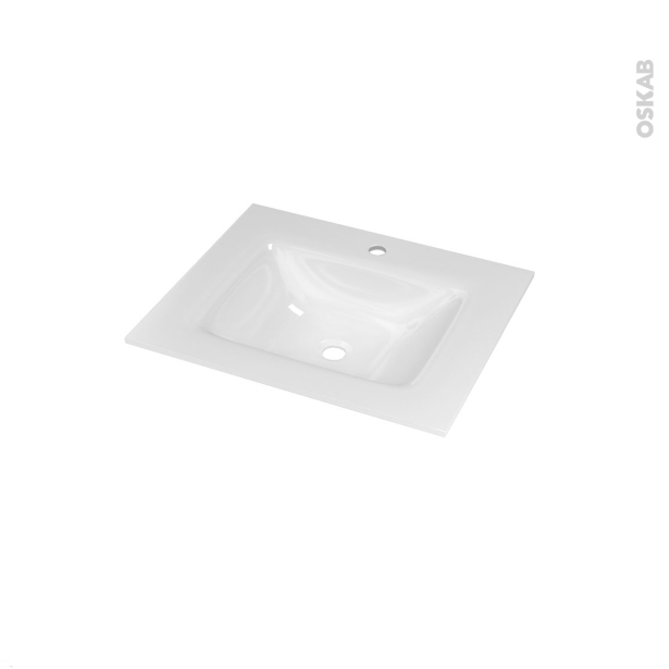 Plan vasque VALA <br />Verre blanc, Pour salle de bains, L60,5 x P50,5 cm 