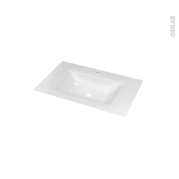 Plan vasque VALA <br />Verre blanc, Pour salle de bains, L80,5 x P50,5 cm 